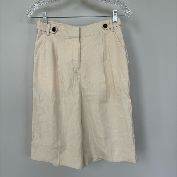 Maeve by Anthropologie High Rise Cream Linen Blend Long Shorts Size 2 NWT - Picture 1 of 5